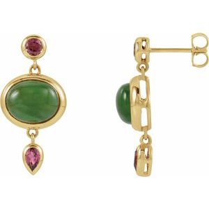 Jade & Pink Tourmaline Earrings