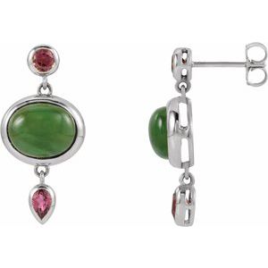 Jade & Pink Tourmaline Earrings