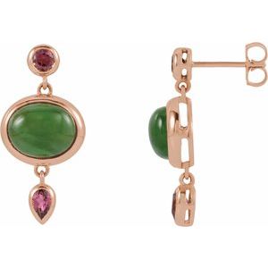 Jade & Pink Tourmaline Earrings