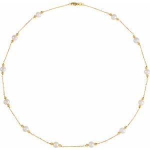 Pearl & Gold Station Necklace