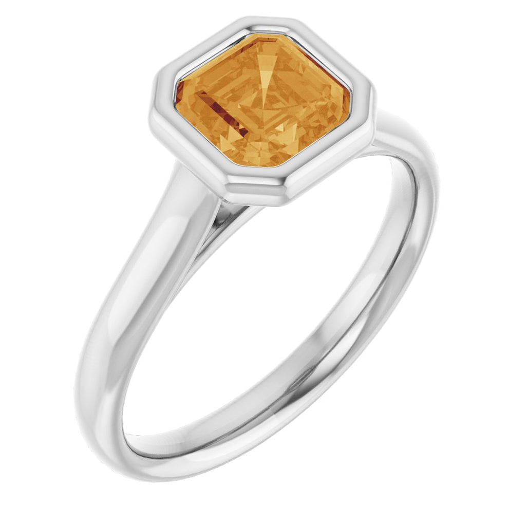 Asscher Bezel Solitaire Ring