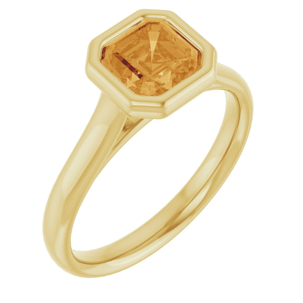 Asscher Bezel Solitaire Ring