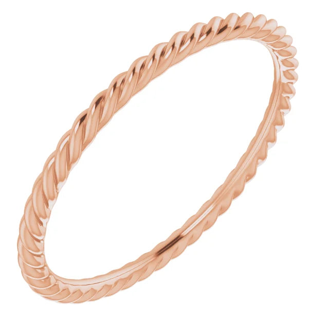 14k Gold Skinny Rope Band 1.3mm
