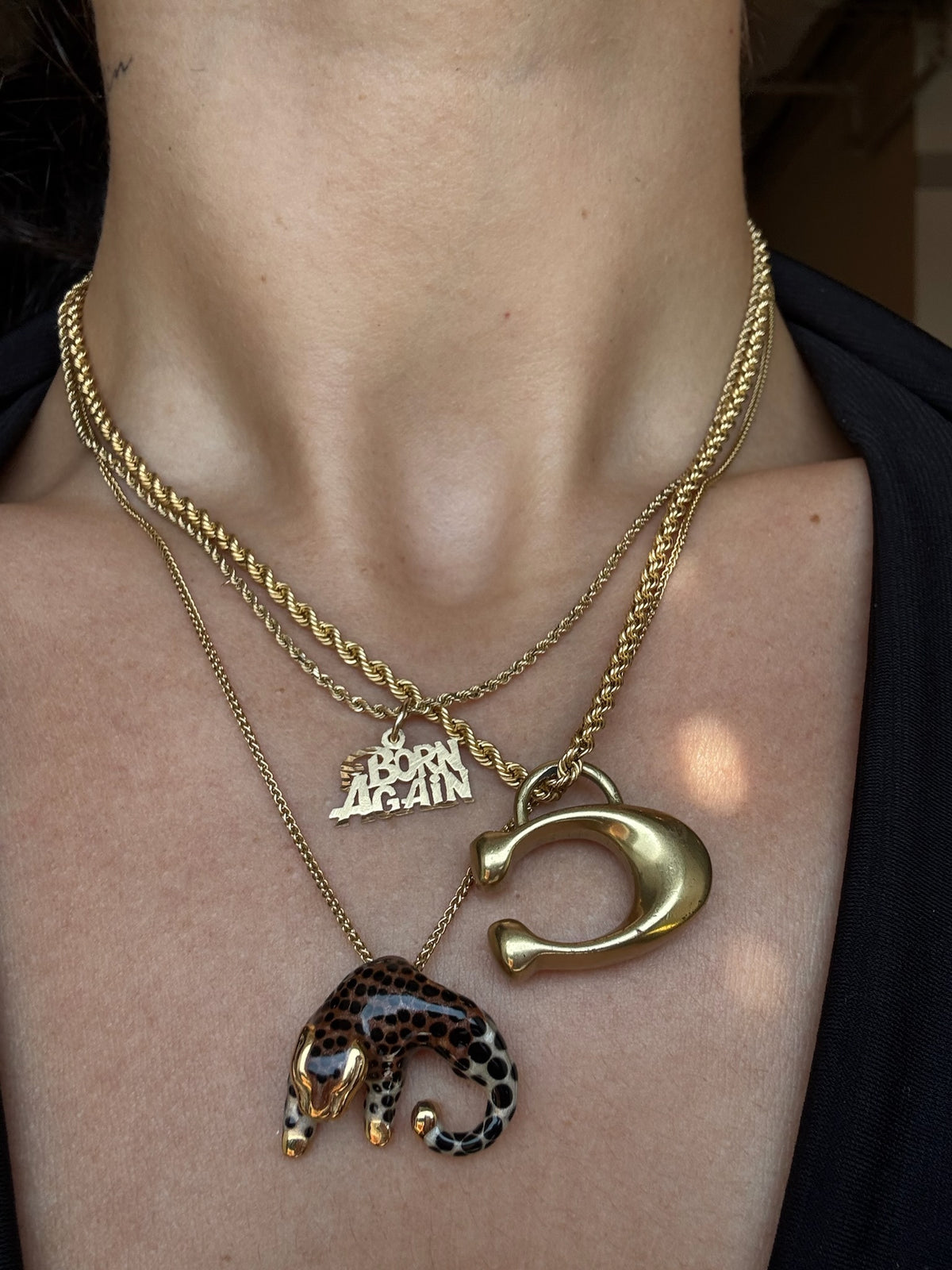 Large Enamel Leopard Pendant Necklace